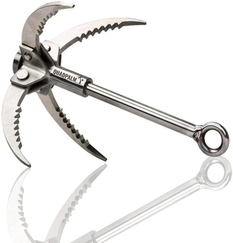 QUADPALM Grappling Hook with 10m Rope – Multifunctional Grapple Hook - 4 Stainless Steel Folding Claws - Heavy Duty - Outdoor Camping Hiking Tree Rock Mountain Climbing Equipment - Image 1